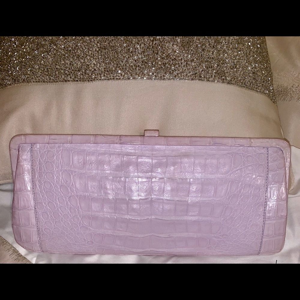 New Nancy Gonzalez Crocodile Clutch Lavender